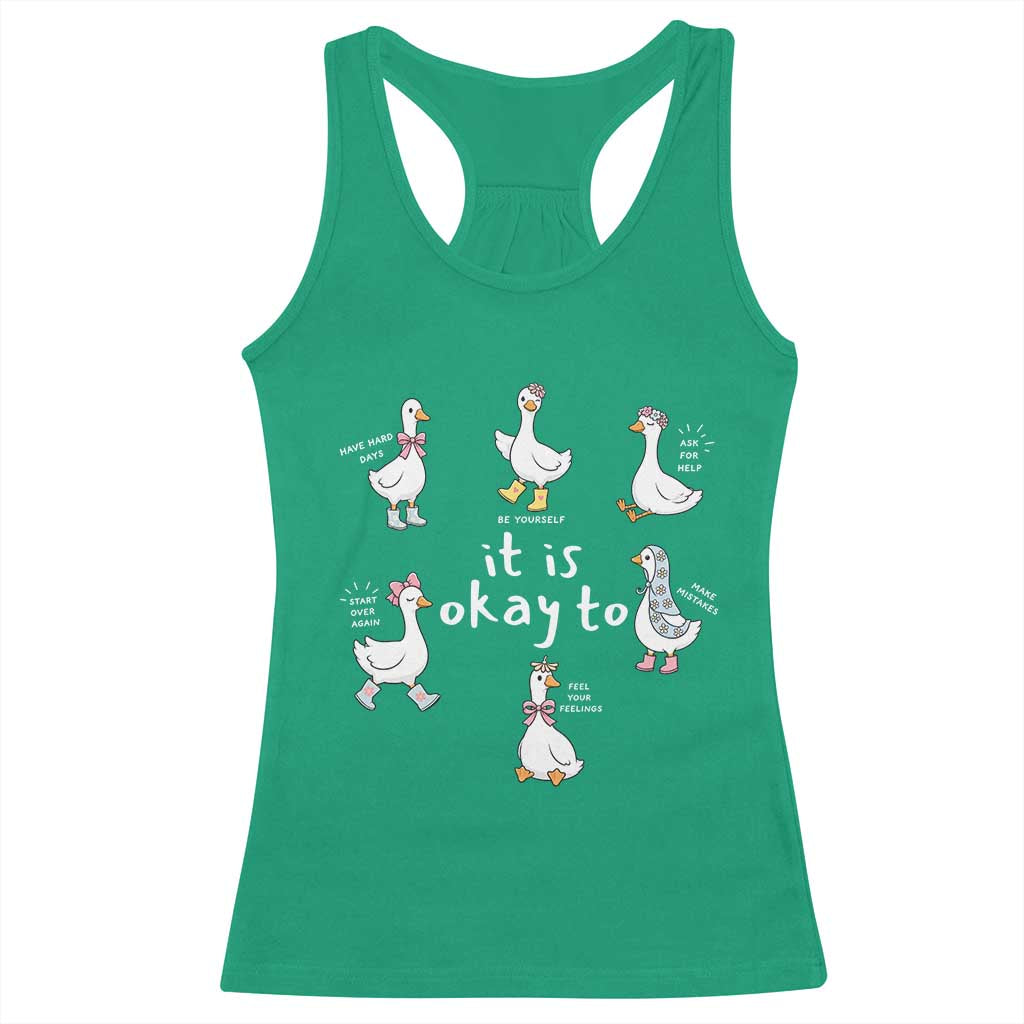 Silly Goose It is Okay to Mental Health Racerback Tank Top Counselor Special Education TS14 Irish Green Print Your Wear