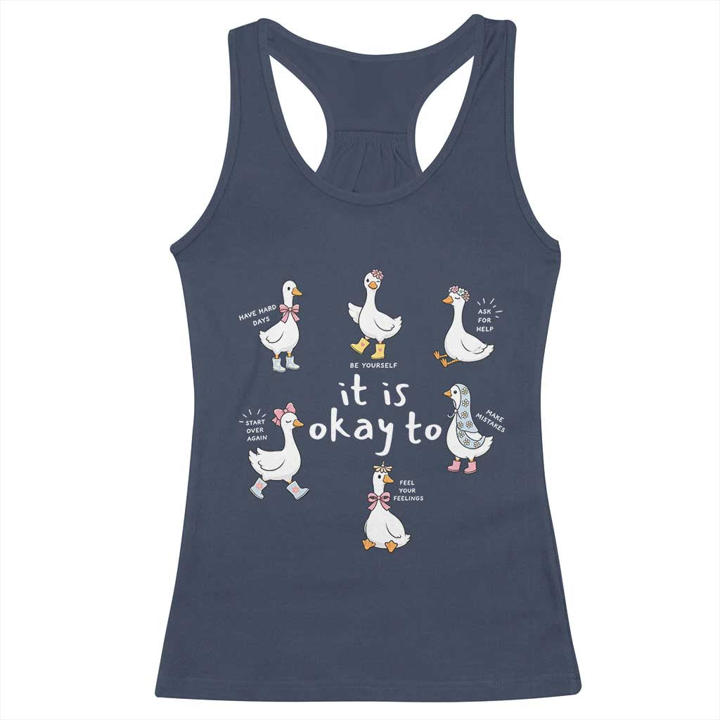 Silly Goose It is Okay to Mental Health Racerback Tank Top Counselor Special Education TS14 Navy Print Your Wear
