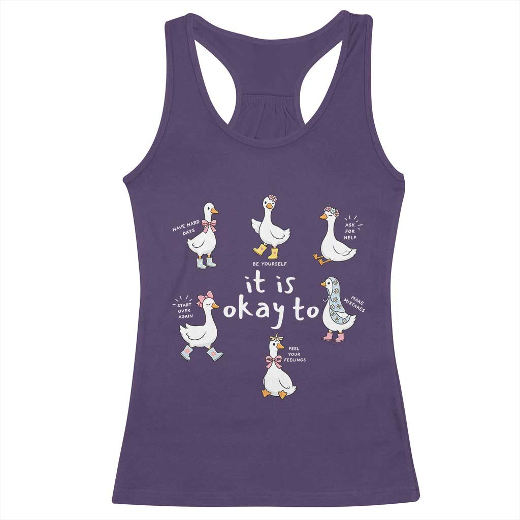 Silly Goose It is Okay to Mental Health Racerback Tank Top Counselor Special Education TS14 Purple Print Your Wear
