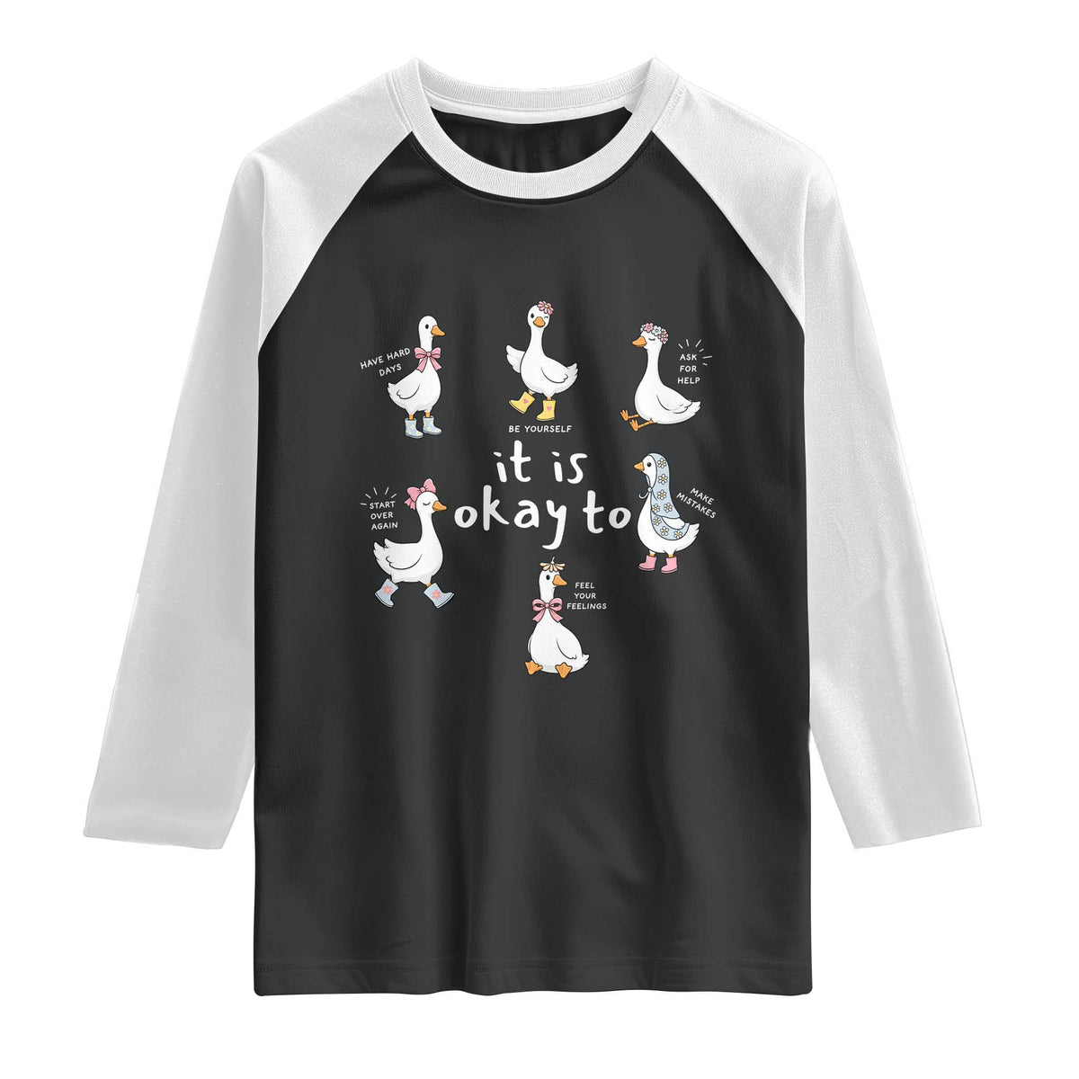 Silly Goose It is Okay to Mental Health Raglan Shirt Counselor Special Education TS14 Black White Print Your Wear
