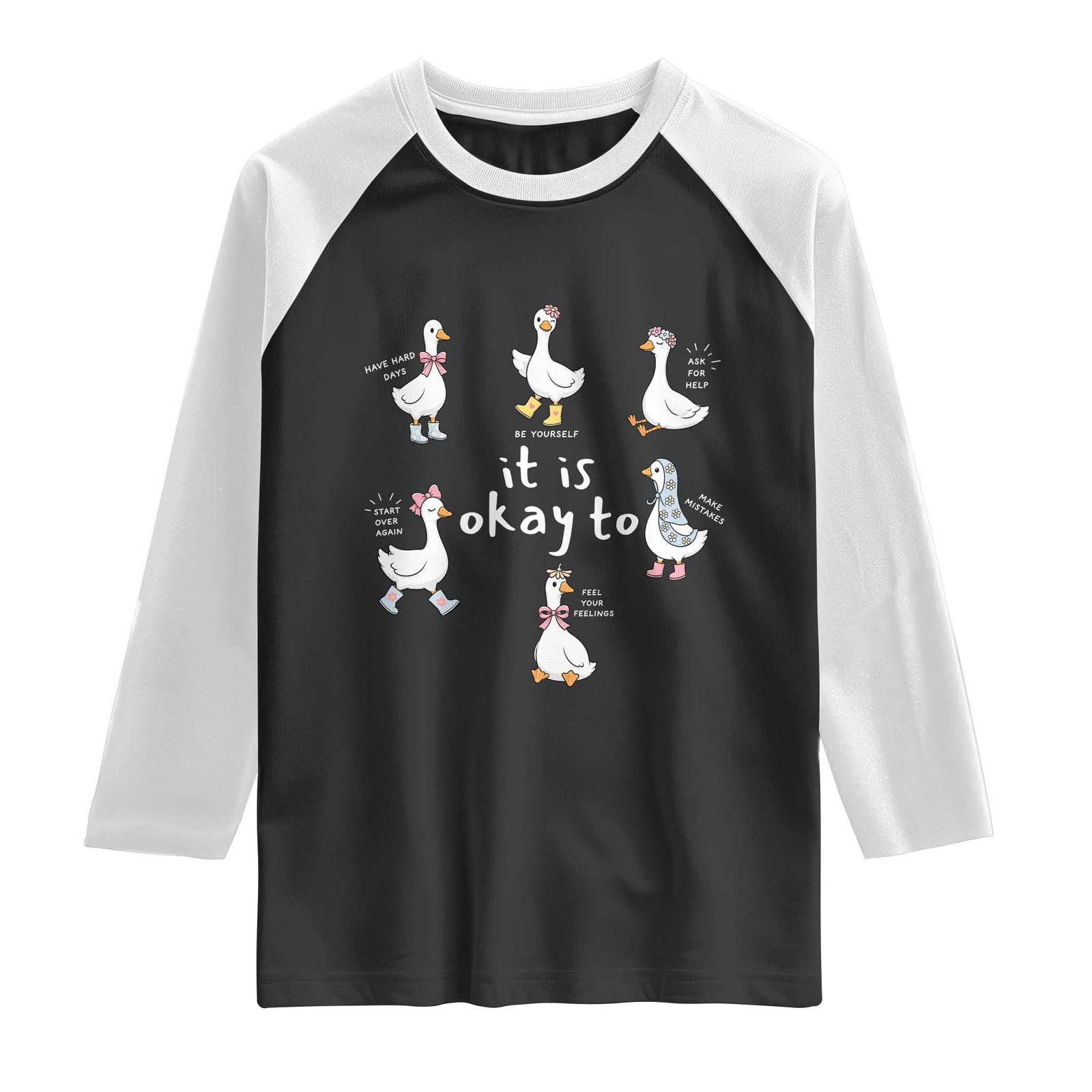 Silly Goose It is Okay to Mental Health Raglan Shirt Counselor Special Education TS14 Black White Print Your Wear