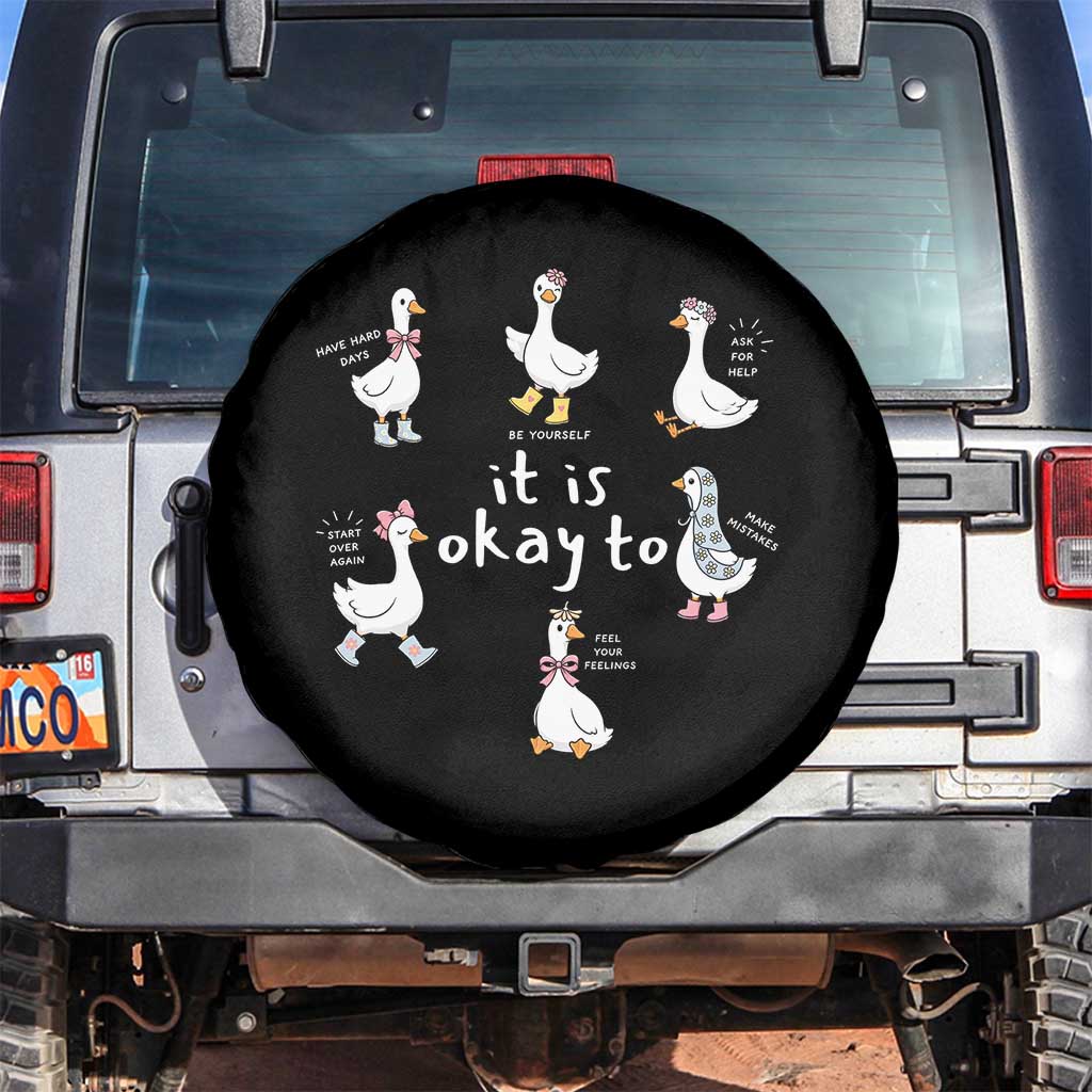 Silly Goose It is Okay to Mental Health Spare Tire Cover Counselor Special Education TS14 No hole Black Print Your Wear