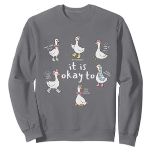 Silly Goose It is Okay to Mental Health Sweatshirt Counselor Special Education TS14 Charcoal Print Your Wear