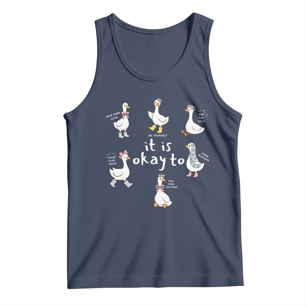 Silly Goose It is Okay to Mental Health Tank Top Counselor Special Education TS14 Navy Print Your Wear
