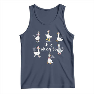 Silly Goose It is Okay to Mental Health Tank Top Counselor Special Education TS14 Navy Print Your Wear
