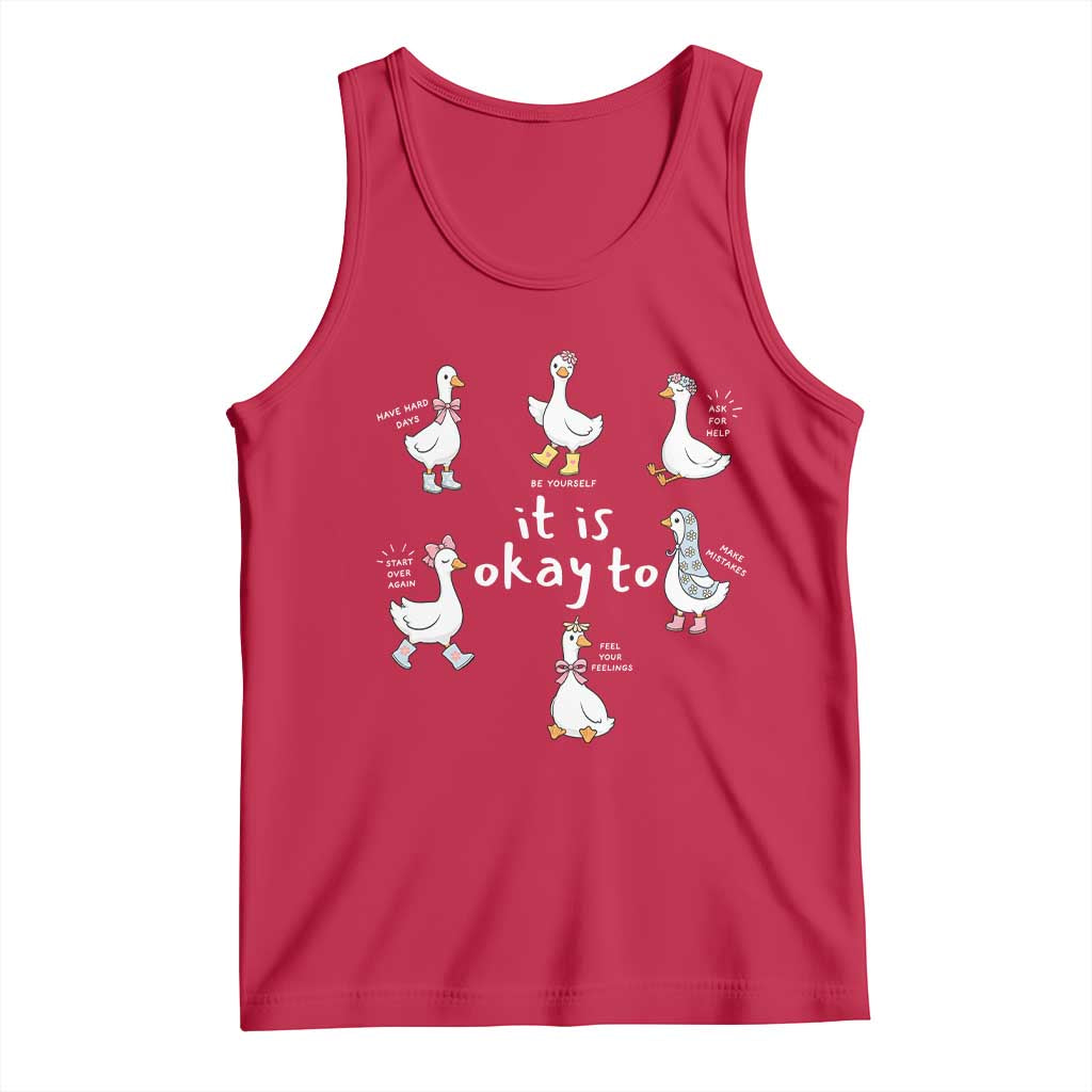 Silly Goose It is Okay to Mental Health Tank Top Counselor Special Education TS14 Red Print Your Wear