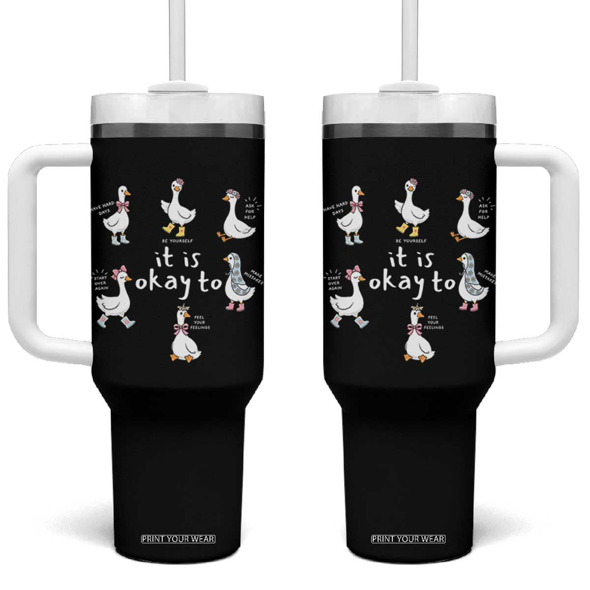 Silly Goose It is Okay to Mental Health Tumbler With Handle Counselor Special Education TS14 One Size: 40 oz Black Print Your Wear