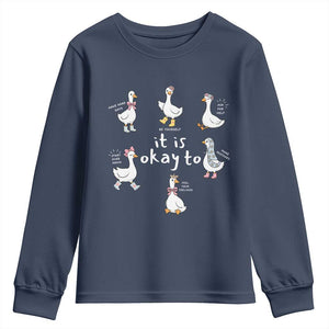 Silly Goose It is Okay to Mental Health Youth Sweatshirt Counselor Special Education TS14 Navy Print Your Wear