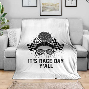 Racing Car Checkered Flag Throw Blanket Messy Bun Woman Race Day TS14 Print Your Wear