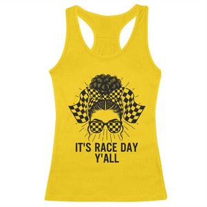 Racing Car Checkered Flag Racerback Tank Top Messy Bun Woman Race Day TS14 Daisy Print Your Wear