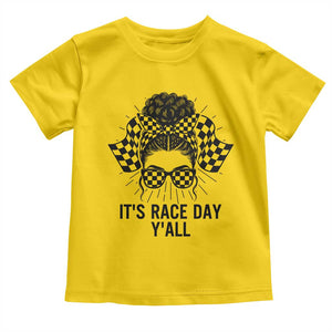 Racing Car Checkered Flag Toddler T Shirt Messy Bun Woman Race Day TS14 Daisy Print Your Wear