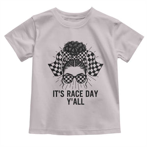 Racing Car Checkered Flag Toddler T Shirt Messy Bun Woman Race Day TS14 Ice Gray Print Your Wear