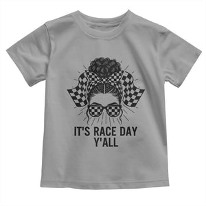 Racing Car Checkered Flag Toddler T Shirt Messy Bun Woman Race Day TS14 Sport Gray Print Your Wear