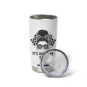 Racing Car Checkered Flag Tumbler Cup Messy Bun Woman Race Day TS14 Print Your Wear