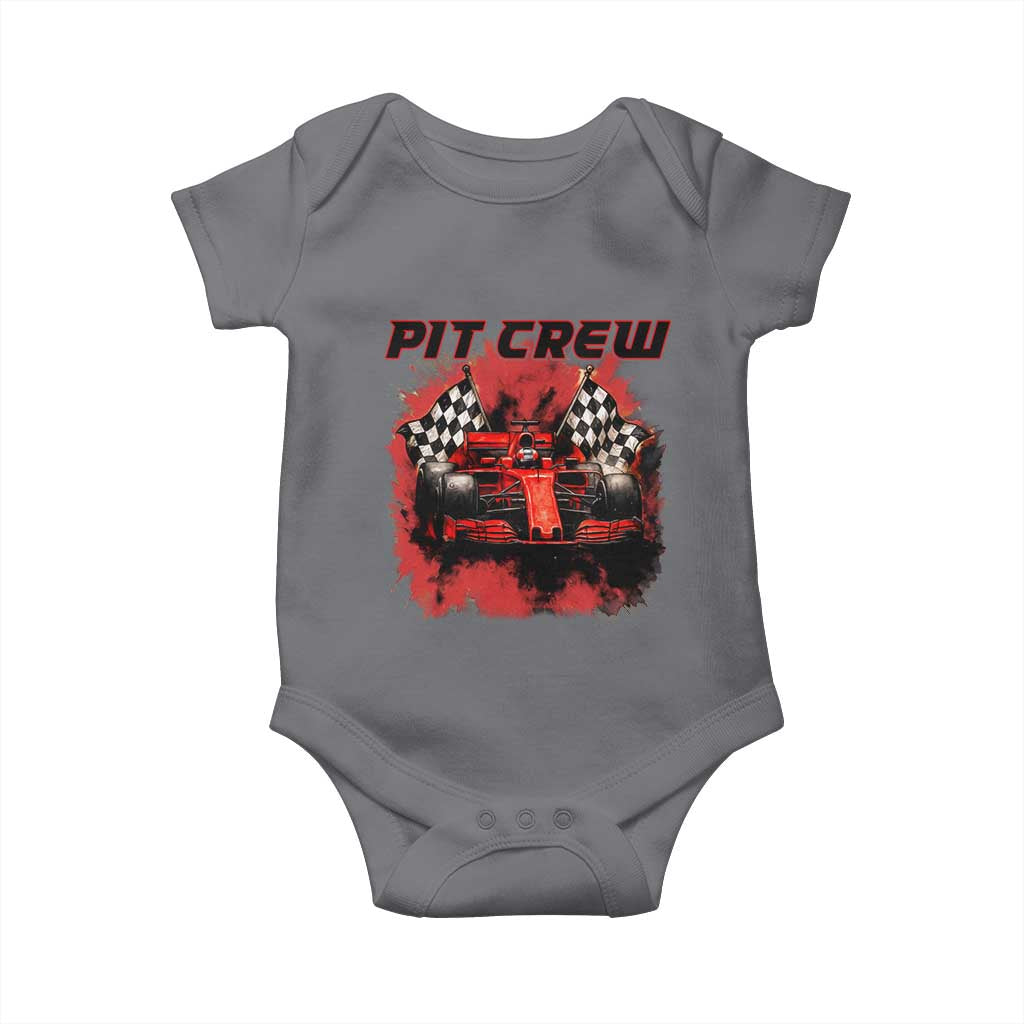 Racing Car Checkered Flag Baby Onesie Pit Crew Race Car TS14 Charcoal Print Your Wear