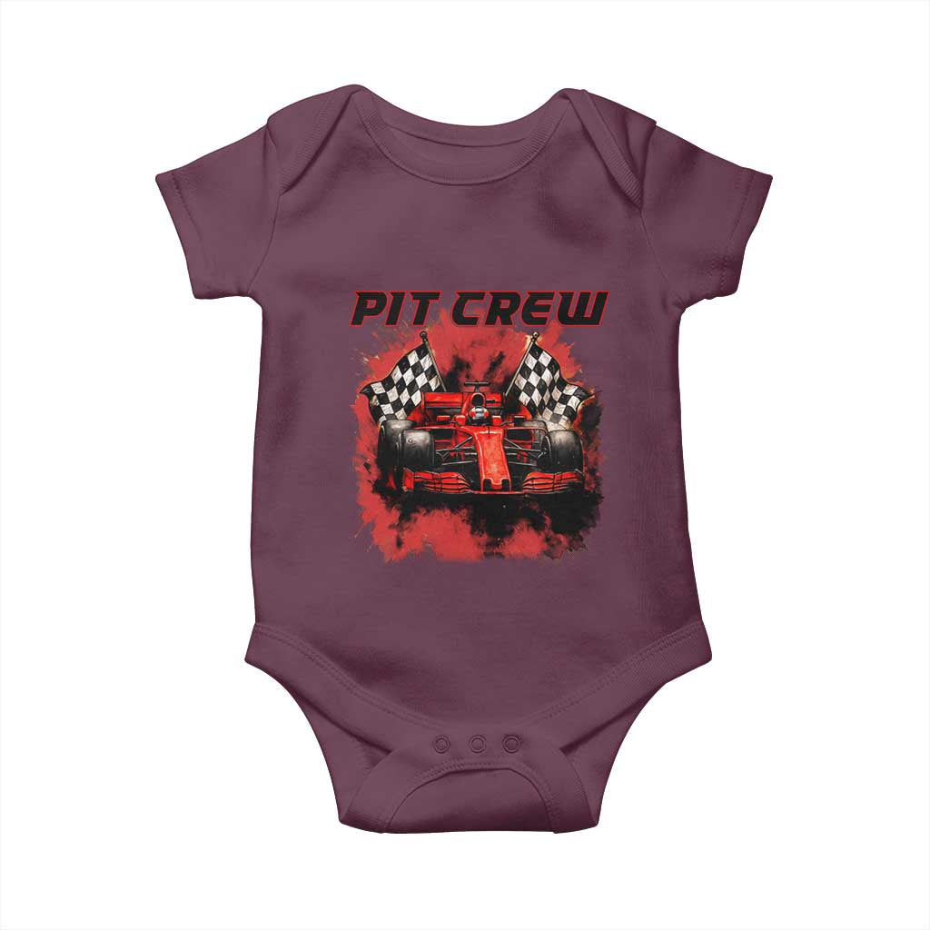 Racing Car Checkered Flag Baby Onesie Pit Crew Race Car TS14 Maroon Print Your Wear