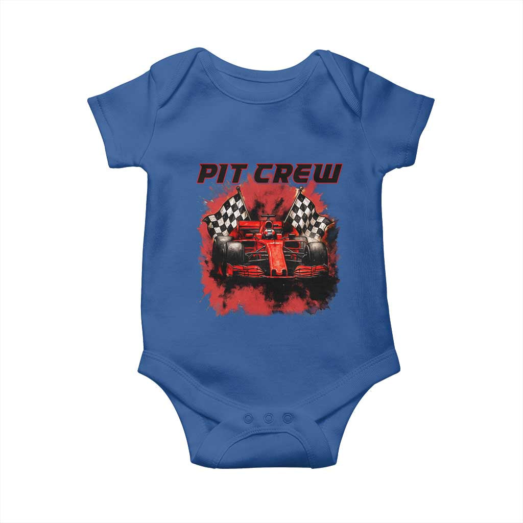 Racing Car Checkered Flag Baby Onesie Pit Crew Race Car TS14 Royal Blue Print Your Wear
