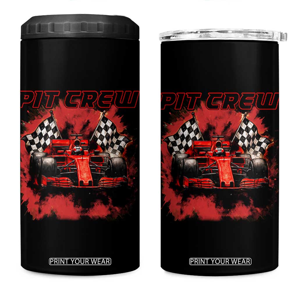 Racing Car Checkered Flag 4 in 1 Can Cooler Tumbler Pit Crew Race Car TS14 One Size: 16 oz Black Print Your Wear