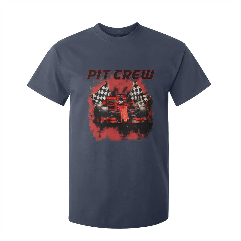 Racing Car Checkered Flag T Shirt For Kid Pit Crew Race Car TS14 Navy Print Your Wear