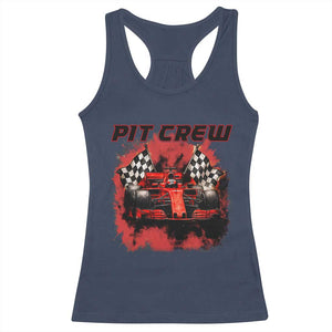 Racing Car Checkered Flag Racerback Tank Top Pit Crew Race Car TS14 Navy Print Your Wear
