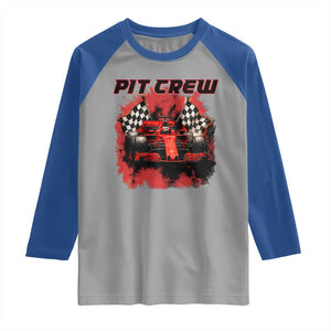 Racing Car Checkered Flag Raglan Shirt Pit Crew Race Car TS14 Sport Gray Royal Print Your Wear