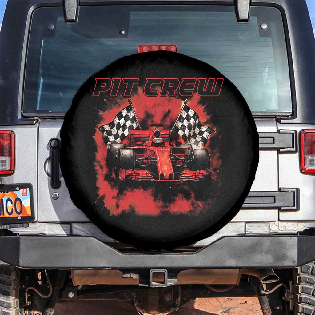 Racing Car Checkered Flag Spare Tire Cover Pit Crew Race Car TS14 No hole Black Print Your Wear