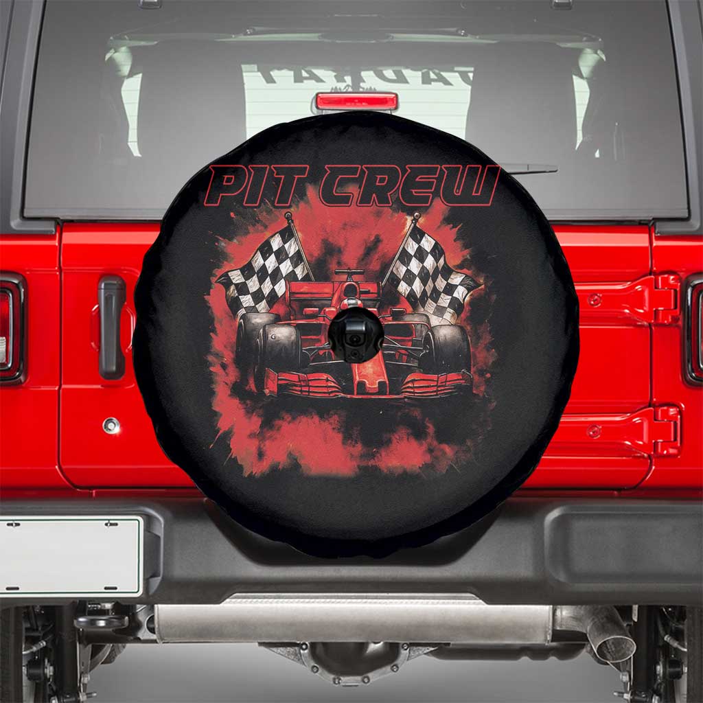 Racing Car Checkered Flag Spare Tire Cover Pit Crew Race Car TS14 Black Print Your Wear