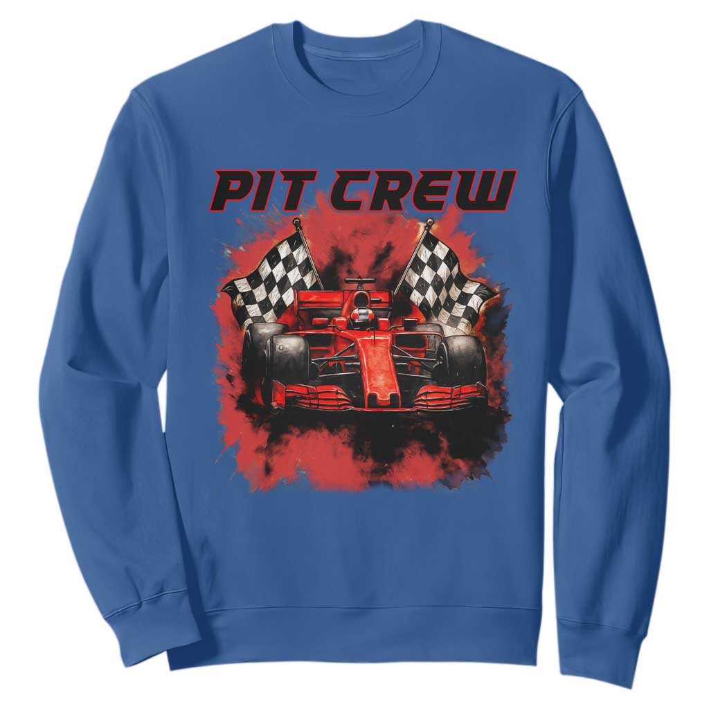 Racing Car Checkered Flag Sweatshirt Pit Crew Race Car TS14 Royal Blue Print Your Wear