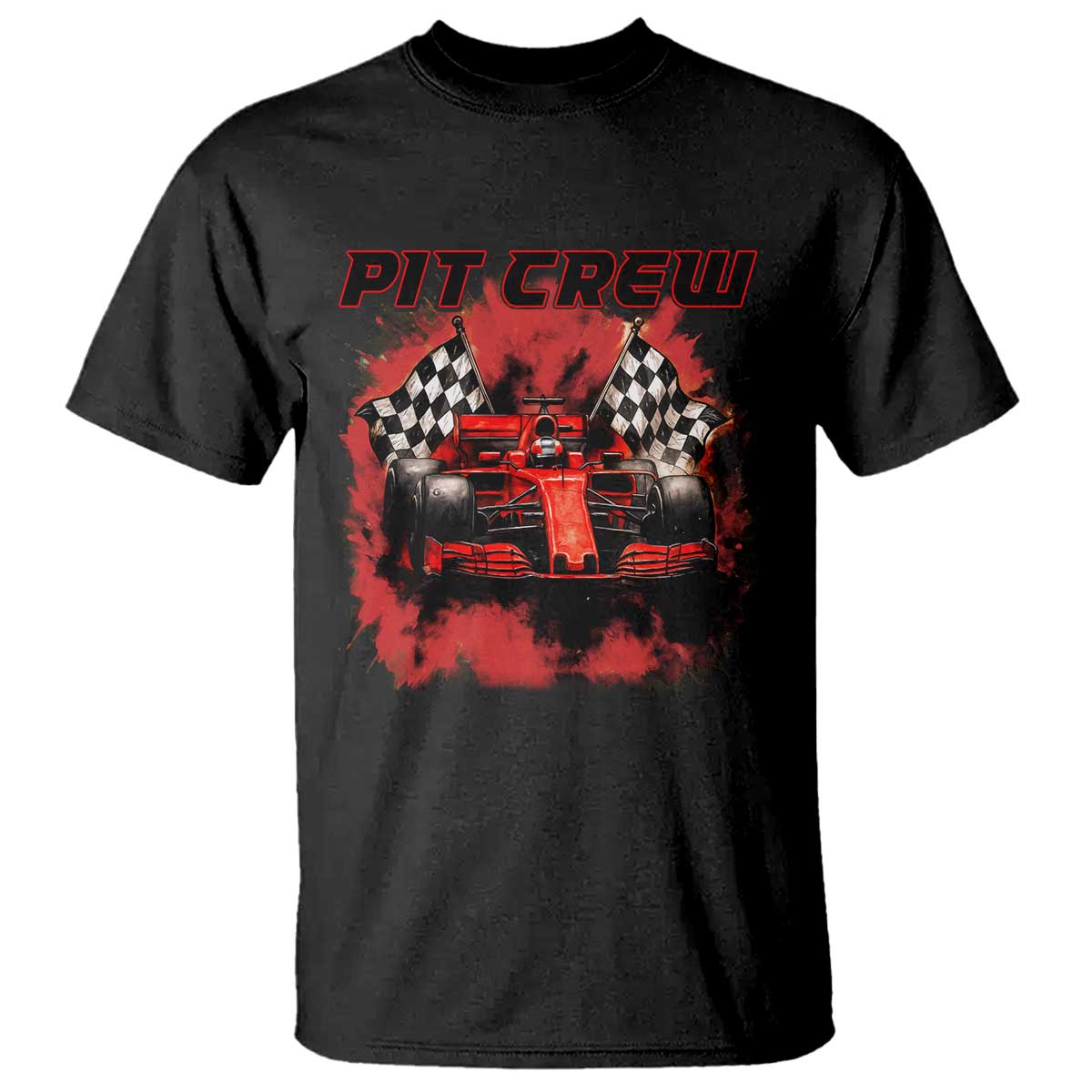 Racing Car Checkered Flag T Shirt Pit Crew Race Car TS14 Black Print Your Wear