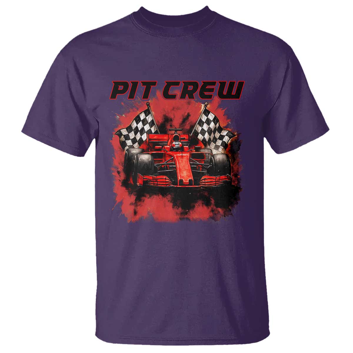 Racing Car Checkered Flag T Shirt Pit Crew Race Car TS14 Purple Print Your Wear