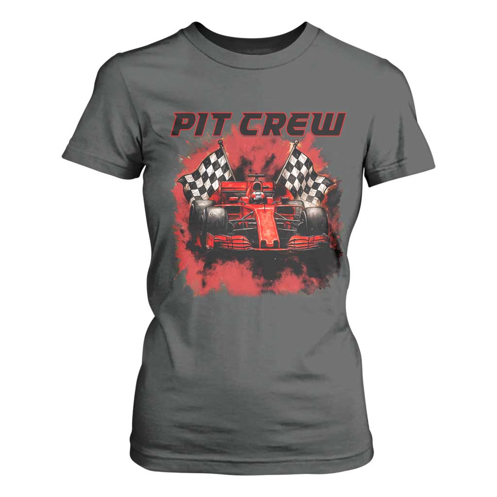 Racing Car Checkered Flag T Shirt For Women Pit Crew Race Car TS14 Dark Heather Print Your Wear