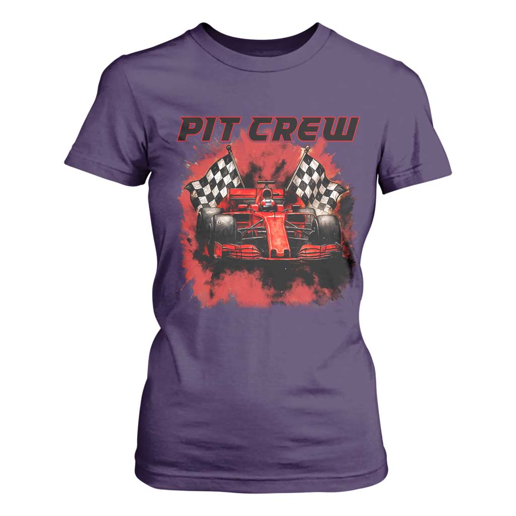Racing Car Checkered Flag T Shirt For Women Pit Crew Race Car TS14 Purple Print Your Wear