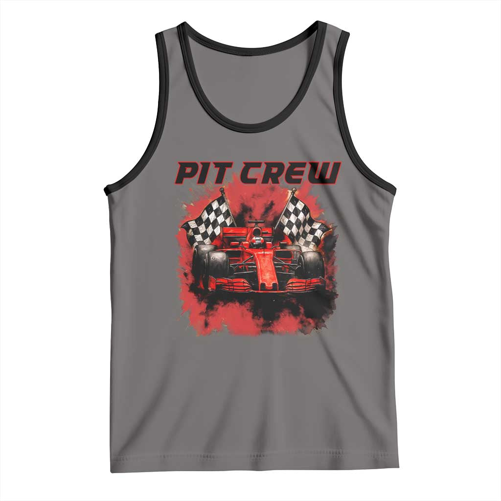 Racing Car Checkered Flag Tank Top Pit Crew Race Car TS14 Deep Heather Black Print Your Wear