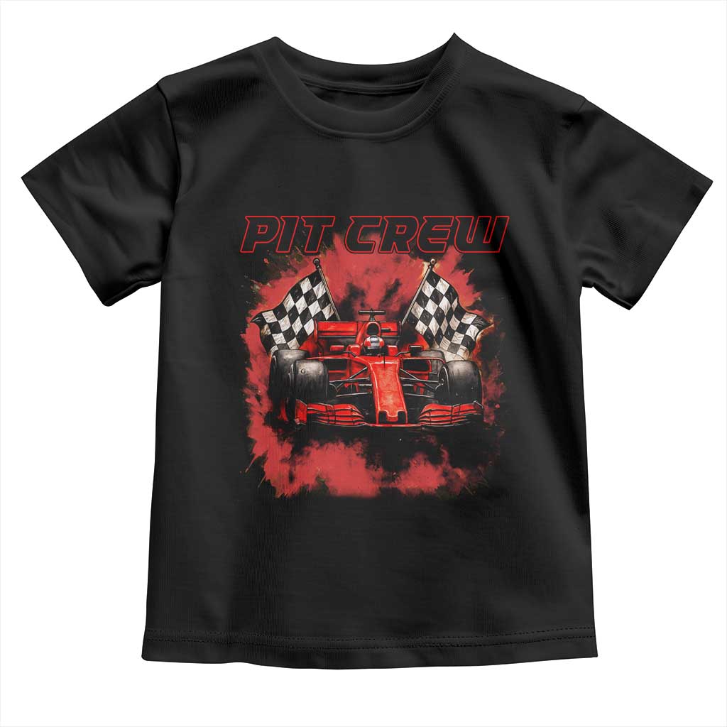 Racing Car Checkered Flag Toddler T Shirt Pit Crew Race Car TS14 Black Print Your Wear