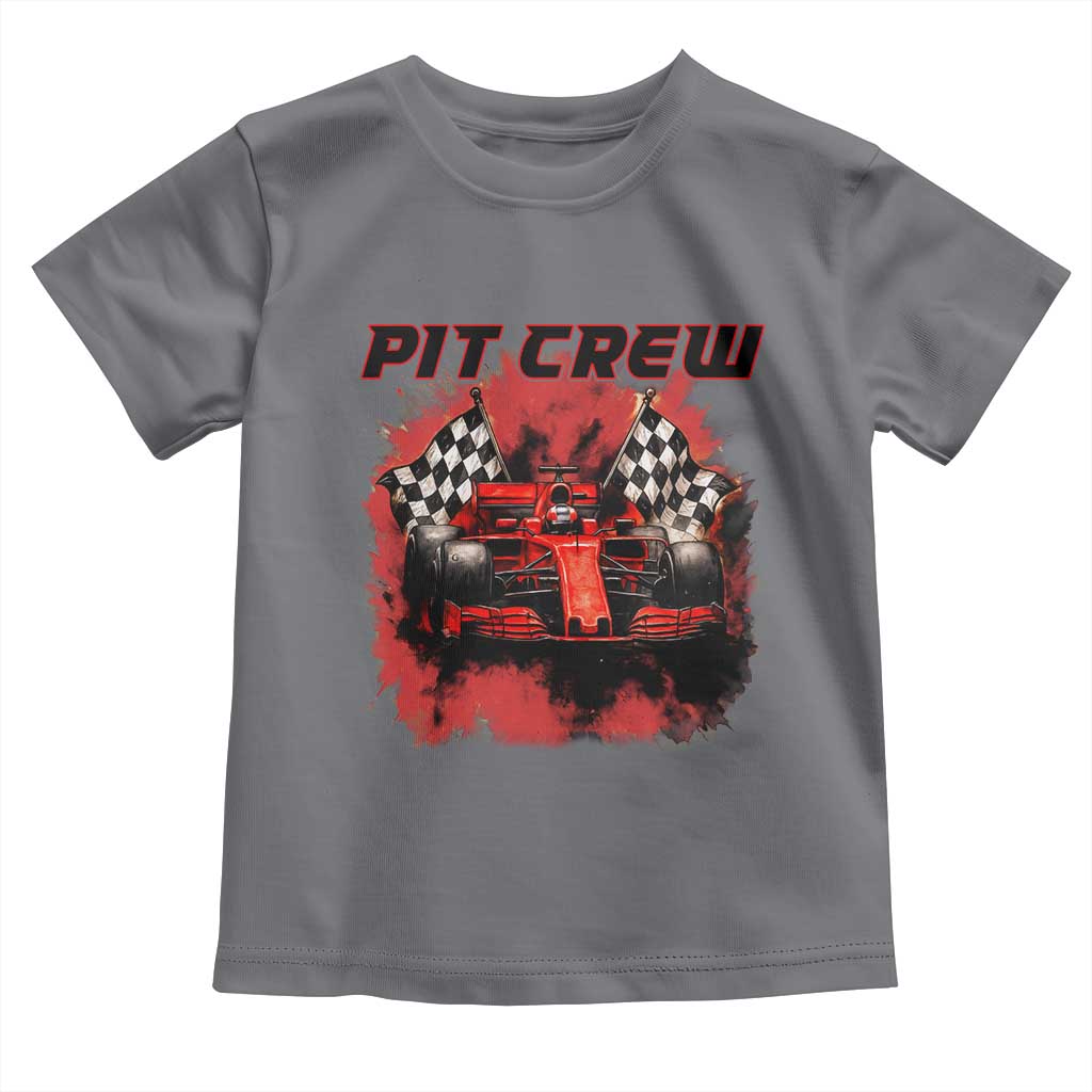 Racing Car Checkered Flag Toddler T Shirt Pit Crew Race Car TS14 Charcoal Print Your Wear