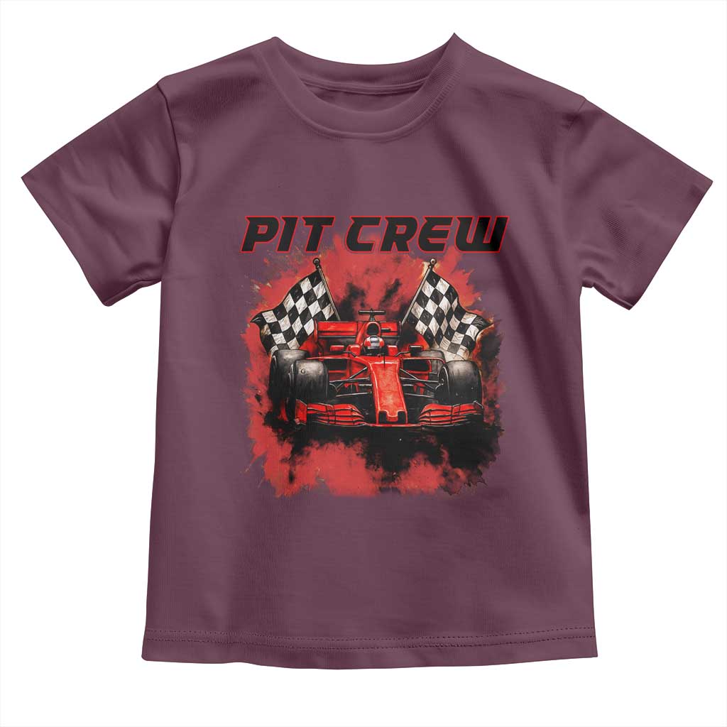 Racing Car Checkered Flag Toddler T Shirt Pit Crew Race Car TS14 Maroon Print Your Wear