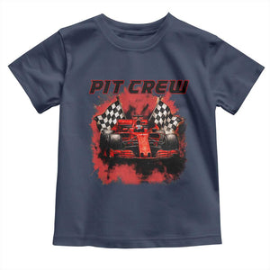Racing Car Checkered Flag Toddler T Shirt Pit Crew Race Car TS14 Navy Print Your Wear