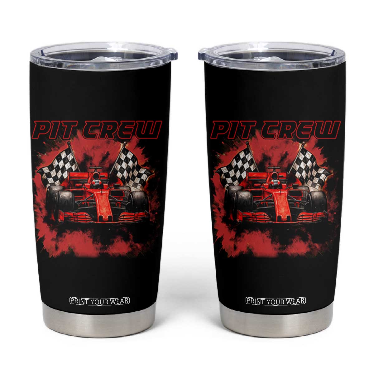 Racing Car Checkered Flag Tumbler Cup Pit Crew Race Car TS14 Black Print Your Wear
