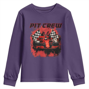 Racing Car Checkered Flag Youth Sweatshirt Pit Crew Race Car TS14 Purple Print Your Wear