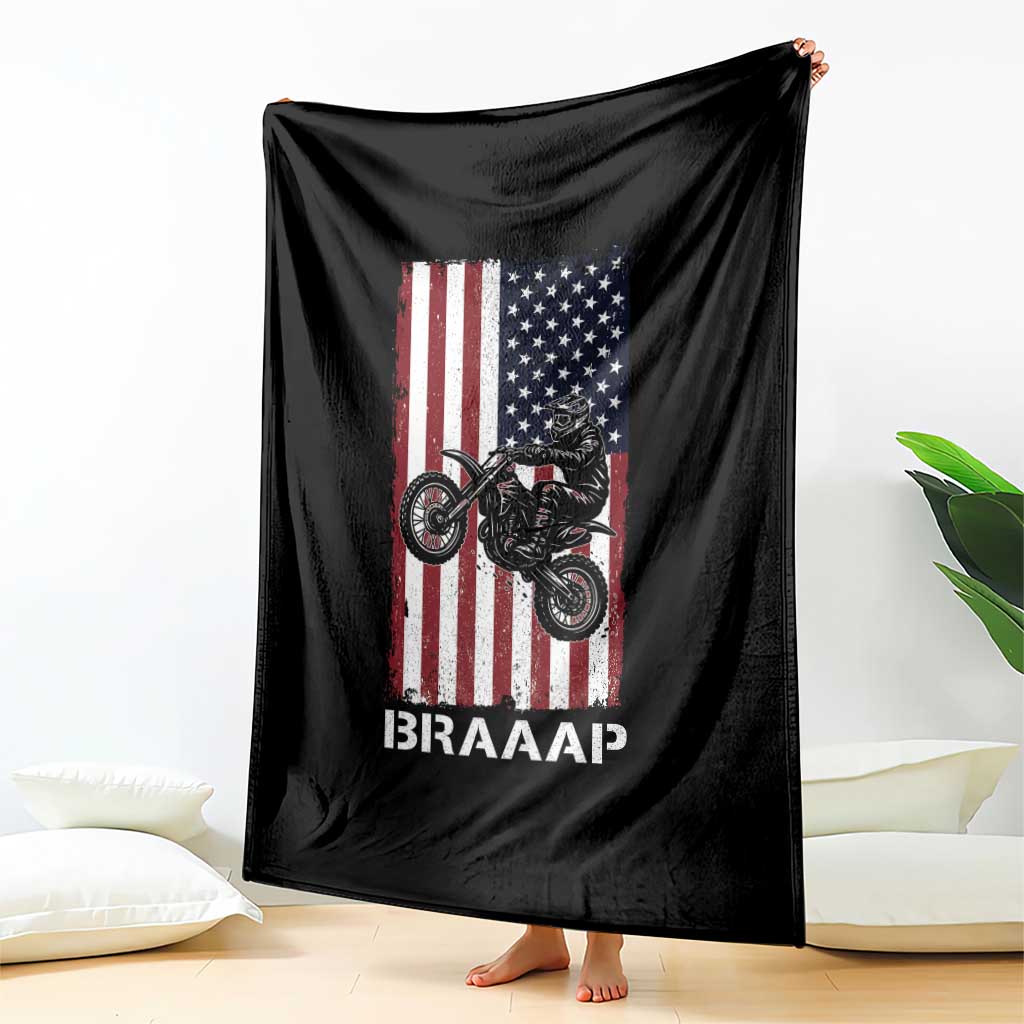 Dirt Bike Throw Blanket Braaap American Flag Motocross TS14 Print Your Wear