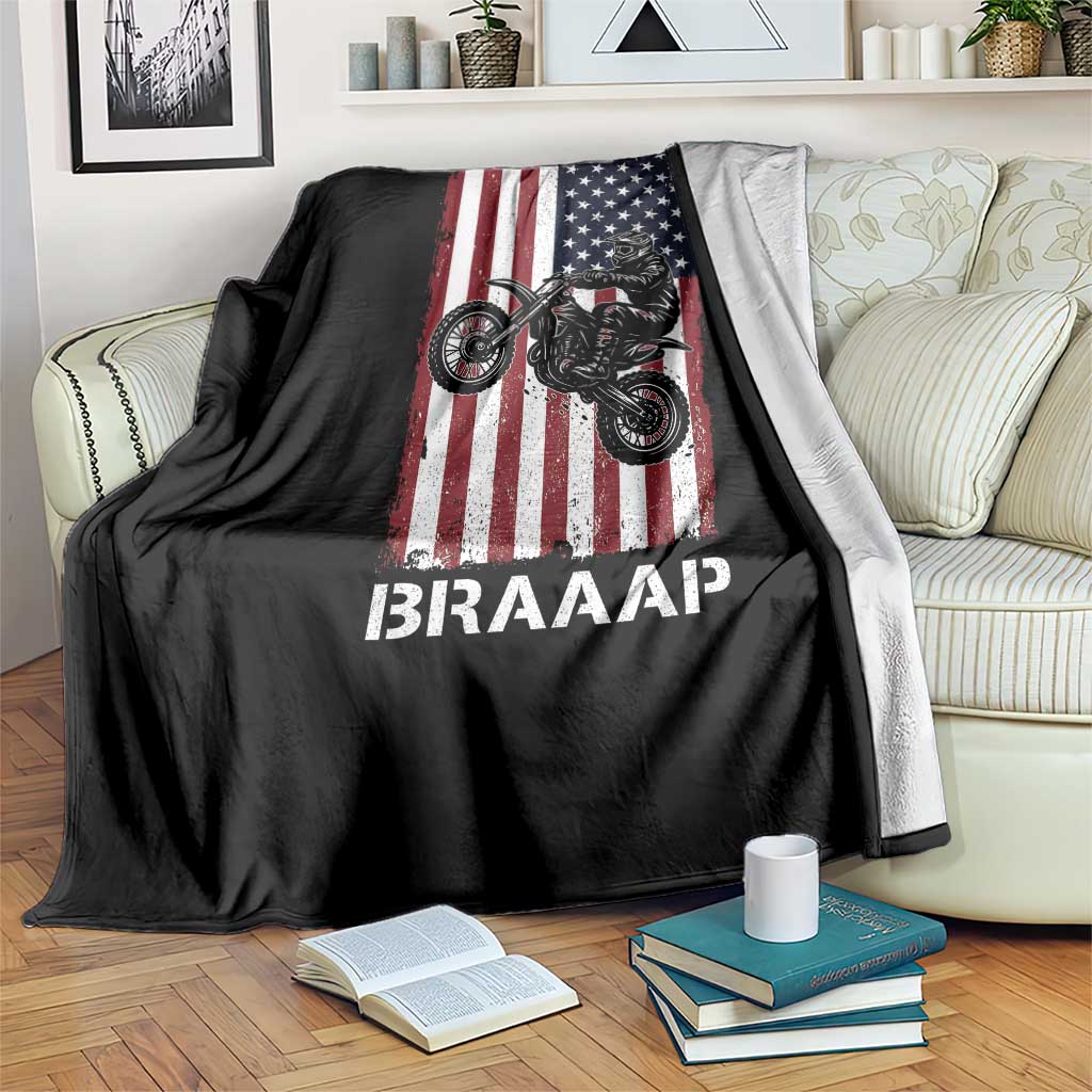 Dirt Bike Throw Blanket Braaap American Flag Motocross TS14 Print Your Wear