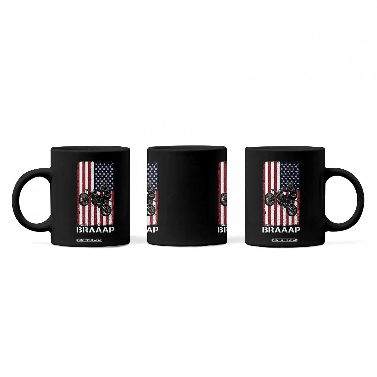 Dirt Bike Coffee Mug Braaap American Flag Motocross TS14 Print Your Wear