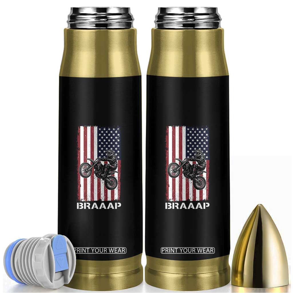 Dirt Bike Bullet Tumbler Braaap American Flag Motocross TS14 Black Print Your Wear