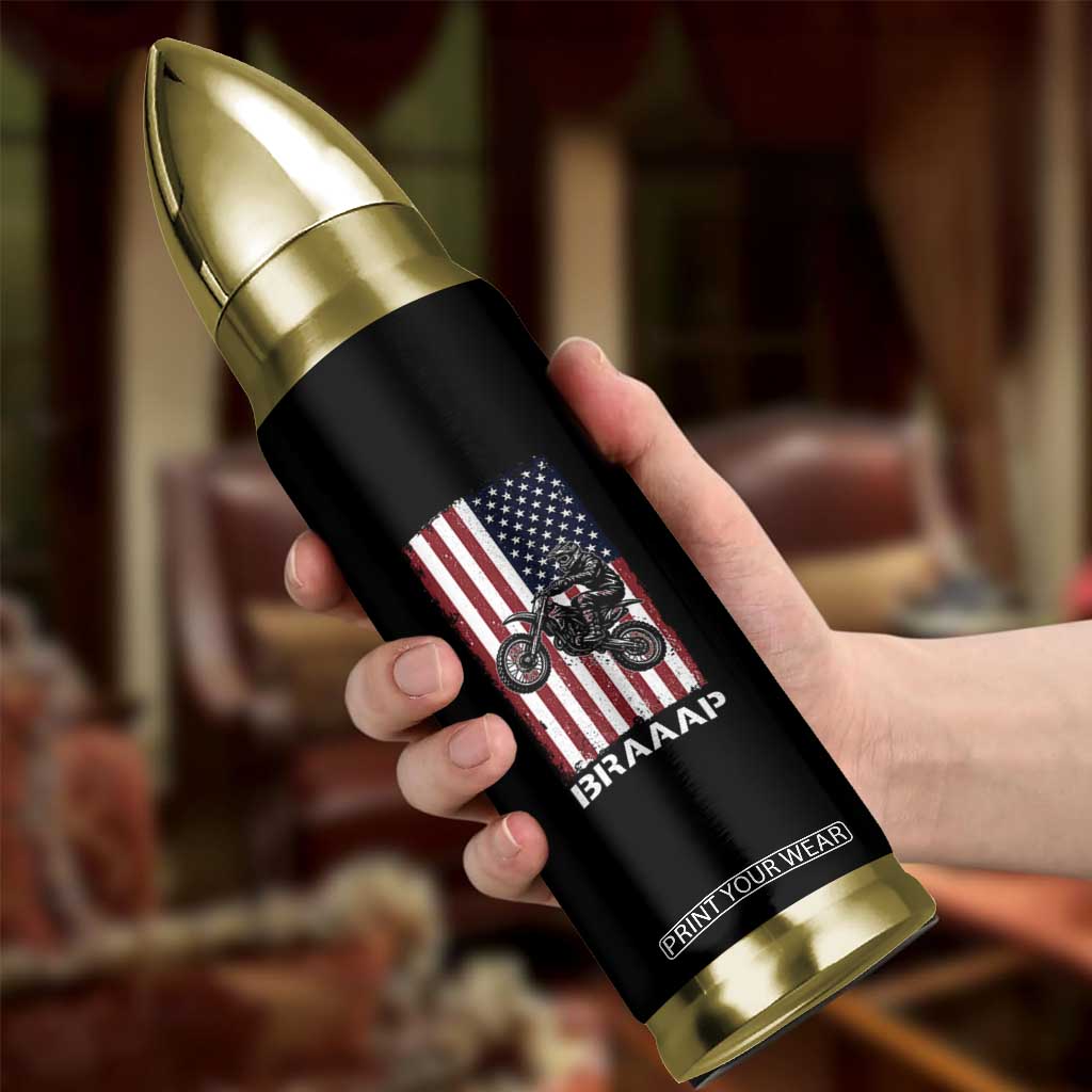 Dirt Bike Bullet Tumbler Braaap American Flag Motocross TS14 Print Your Wear