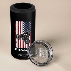 Dirt Bike 4 in 1 Can Cooler Tumbler Braaap American Flag Motocross TS14 Print Your Wear