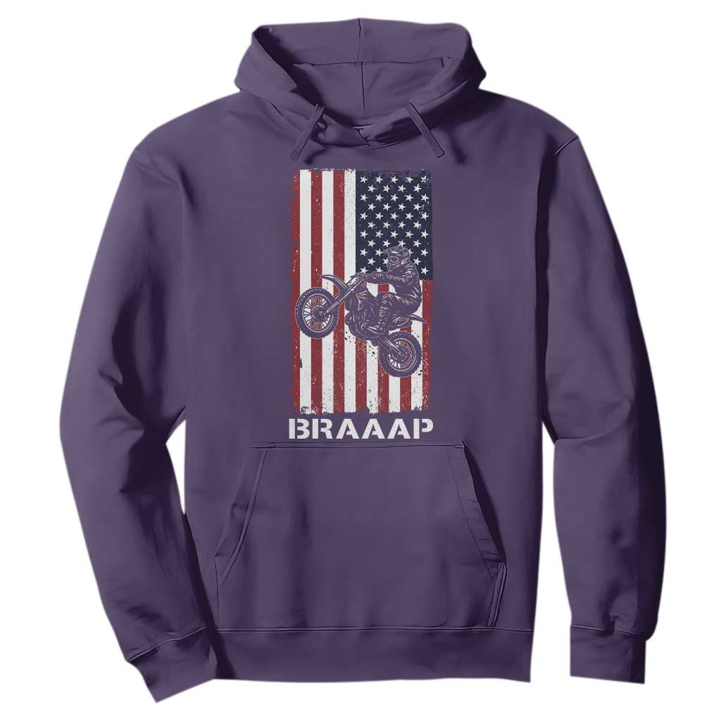 Dirt Bike Hoodie Braaap American Flag Motocross TS14 Purple Print Your Wear