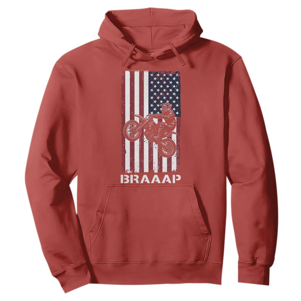 Dirt Bike Hoodie Braaap American Flag Motocross TS14 Red Print Your Wear
