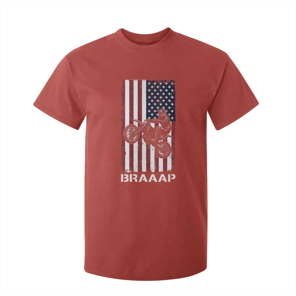 Dirt Bike T Shirt For Kid Braaap American Flag Motocross TS14 Red Print Your Wear