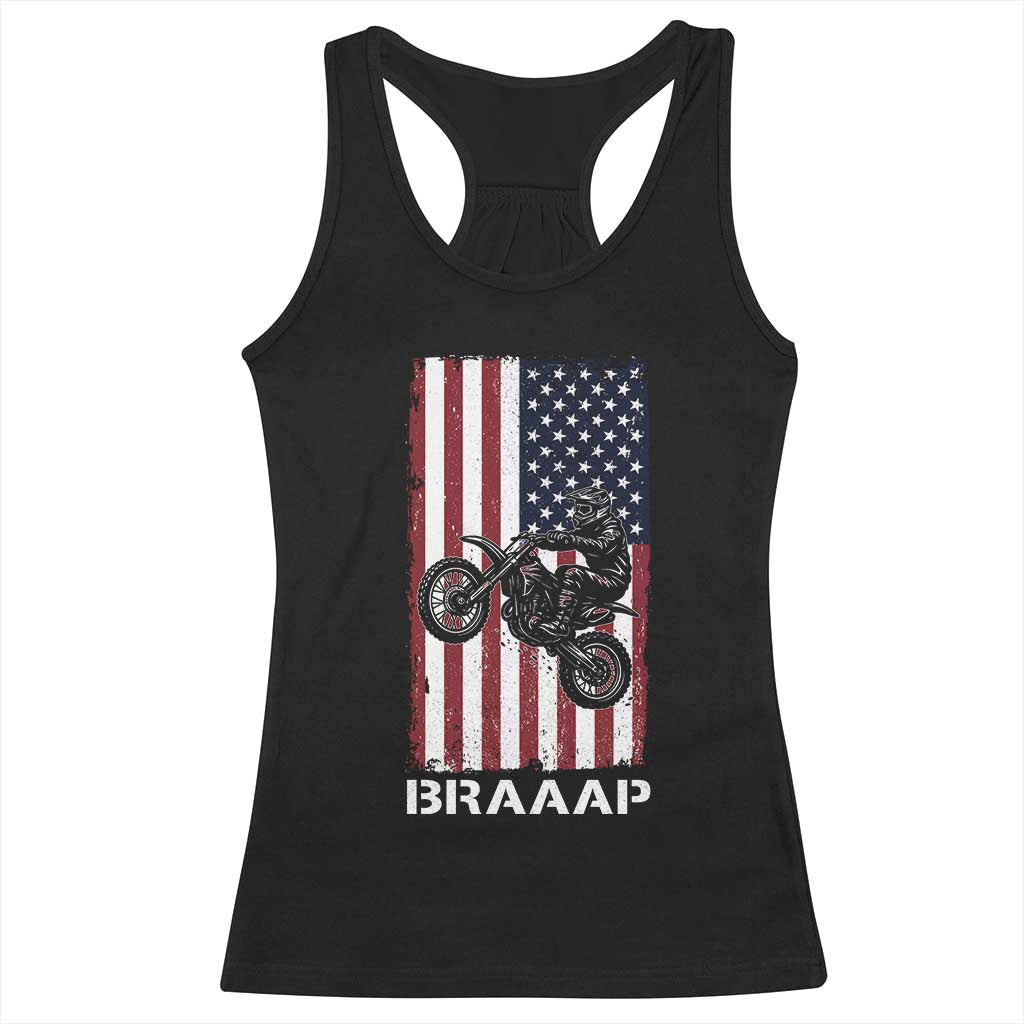 Dirt Bike Racerback Tank Top Braaap American Flag Motocross TS14 Black Print Your Wear