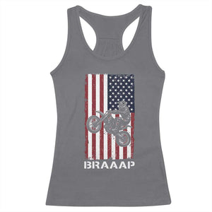 Dirt Bike Racerback Tank Top Braaap American Flag Motocross TS14 Charcoal Print Your Wear